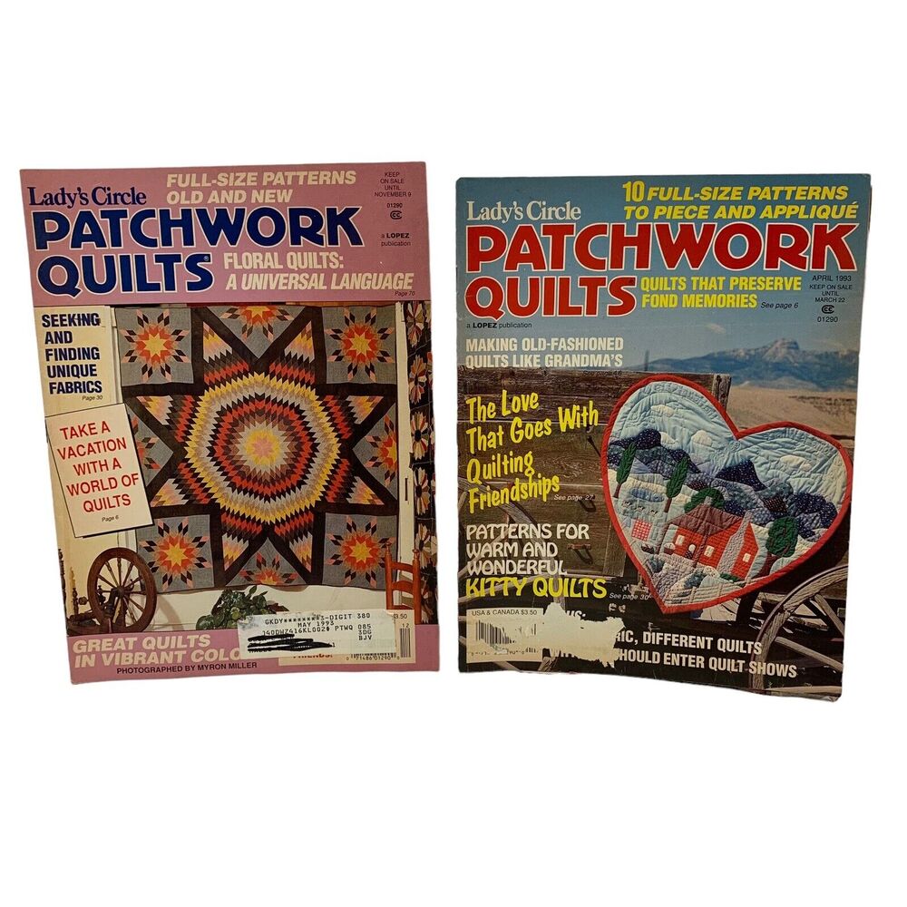 2 Lady's Circle Patchwork Quilts Magazines Dec 1992 & April 1993 Quilt‎ Patterns